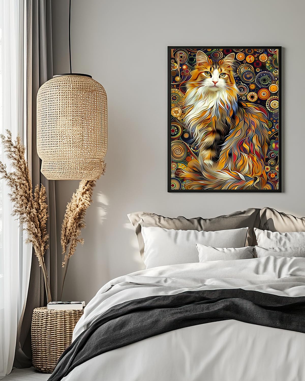 Animal Cat Diamond Art Kits for Adults, Easy Crafts 5D Diamond Painting Dot Kit for Adult Beginners, Animals Cat DIY Round Dots Full Drill Diamonds Paintings Arts for Home Wall Decor Gifts 12X16 Inch Luckyrichrui