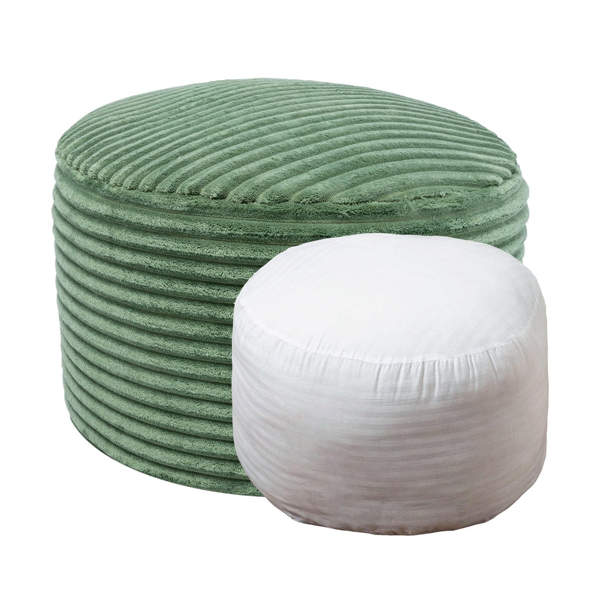 Stuffed Pouf Ottoman with High Density Foam Filler Plush Fiber Ottoman Poufs Pouf Stool Ottoman Round Foot Stool Storage Ottoman 20 x 12 Inches Floor Pouf Ottoman Foot Rest for Living Room Green AbunHeri