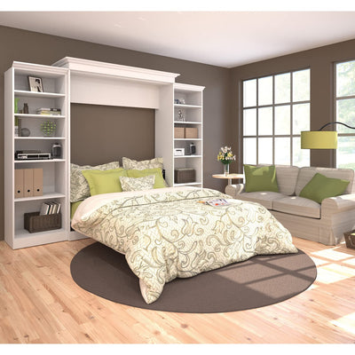 Bestar Versatile Queen Murphy Bed with 2 Shelving Units by White