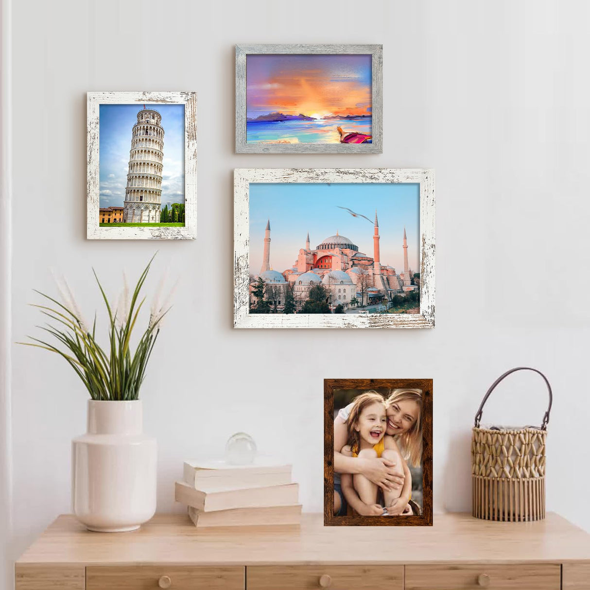 LUCKYLIFE 8x10 Picture Frame Distressed White for Wall Mounting or Tabletop Display, 2 Pack LUCKYLIFE