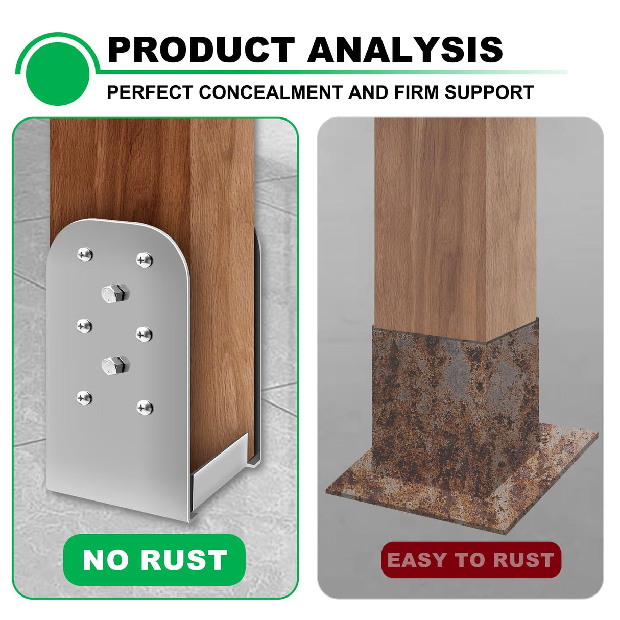 Andorm 6 Pack 4 x 4 Post Anchor Base, Adjustable Stainless Steel 4x4 Post Bracket for Concrete Wood Deck (Inner Size 3.5x3.5) with Screws and Nuts Andorm