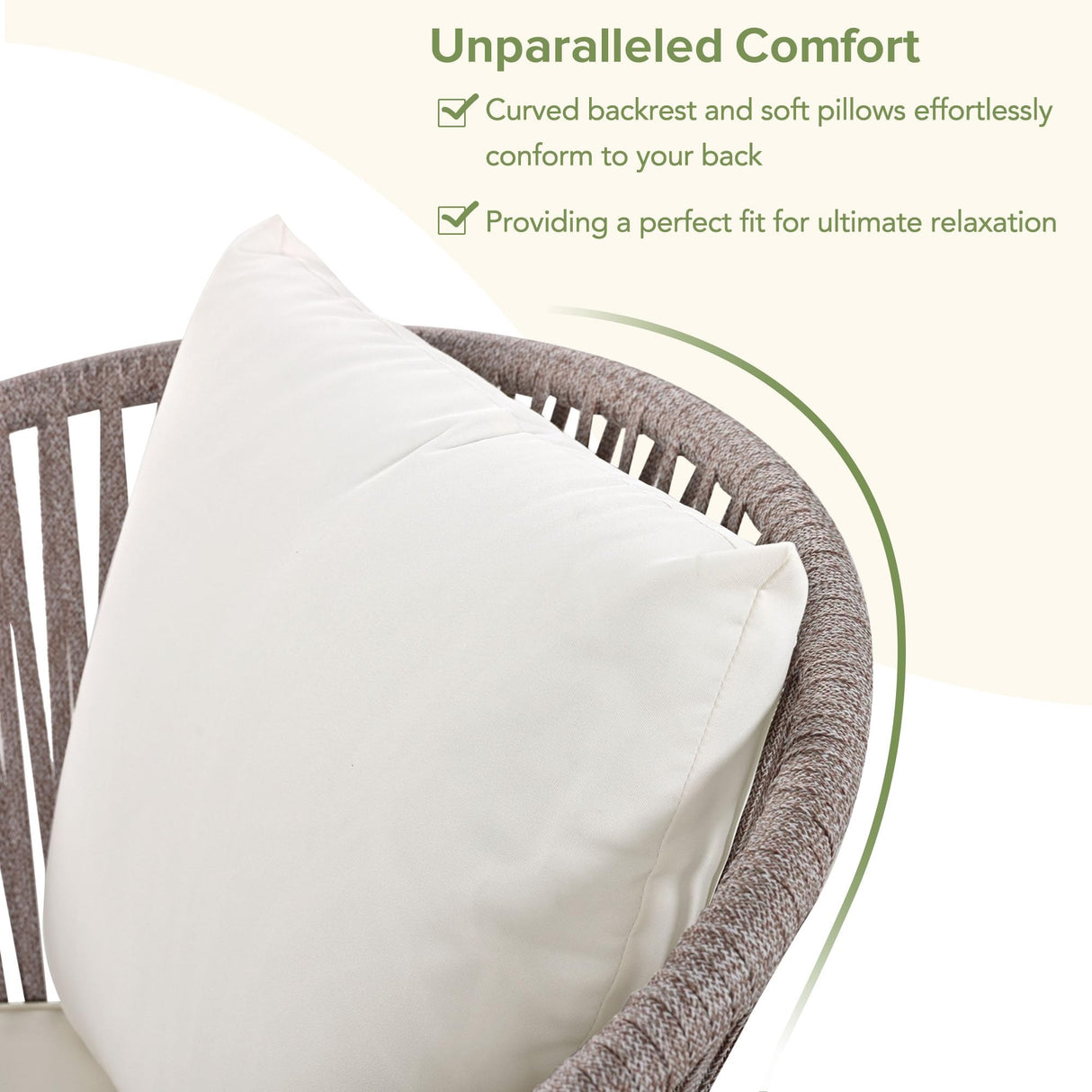 Modern 7 Pieces Patio Dining Set,Dining Table and Chairs, Acacia Wood Tabletop, Metal Frame,Outdoor Furniture Set for Garden, Backyard, Balcony (Beige/Rope1) CKLMMC