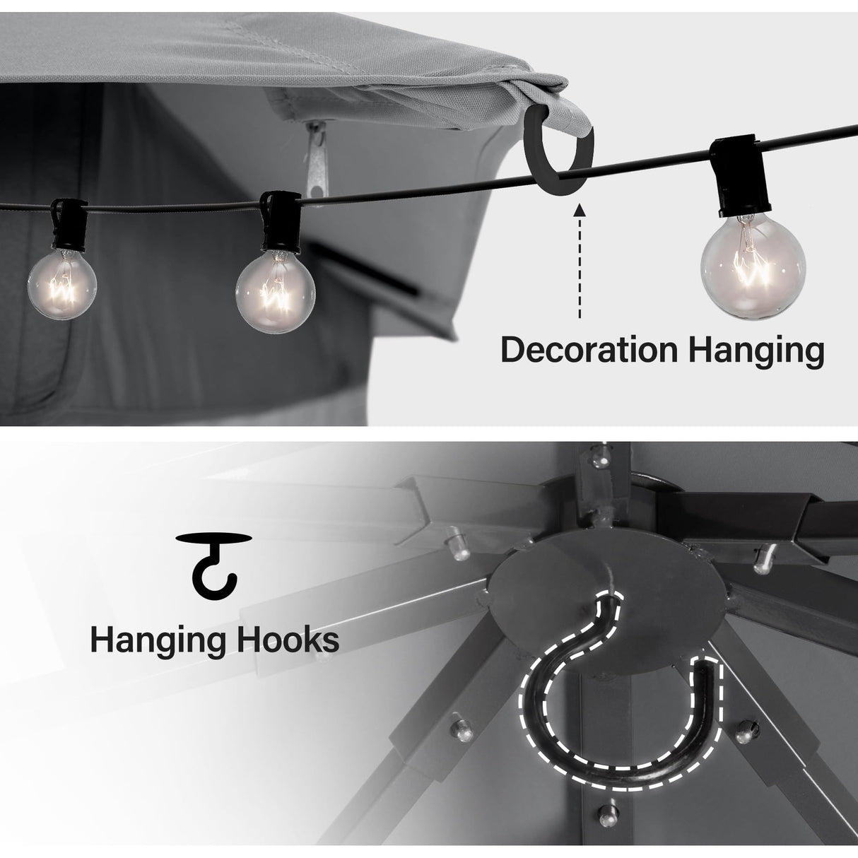 LAUSAINT HOME Outdoor Patio Gazebo 10'x20' with Expansion Bolts, Heavy Duty Party Tent & Shelter with Double Roofs, Mosquito Nettings and Privacy Screens for Backyard, Garden, Lawn, Smoke Grey LAUSAINT HOME