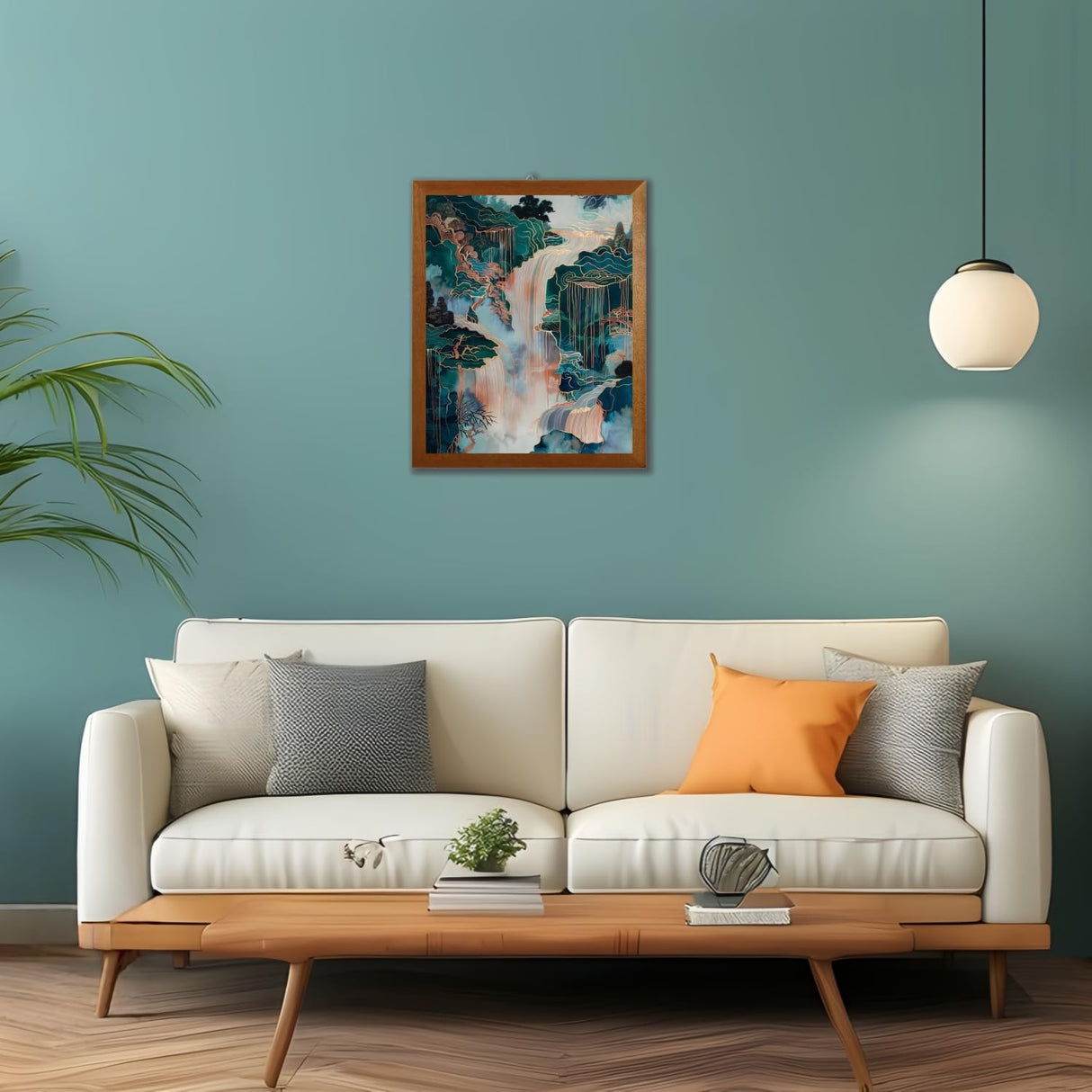 Mosaflare Paint by Numbers for Adults Beginner, Waterfall Green Landscape Adult Paint by Number Kits on Canvas, DIY Acrylic Oil Painting by Numbers for Home Wall Decor 16X20 inch (Without Frame) Mosaflare