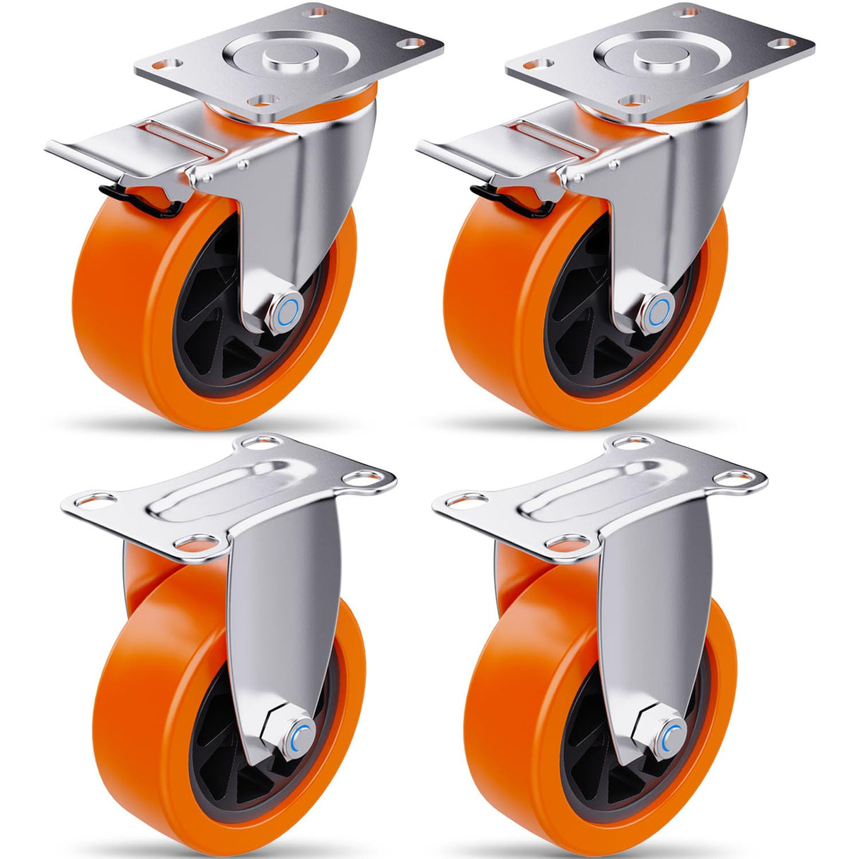 5 Inch Heavy Duty casters, casters Set of 4 Heavy Duty,Universal with Double Locks Caster Wheels,Polyurethane casters Set of 4, for carts Furniture and workbenches Lvgwhisper