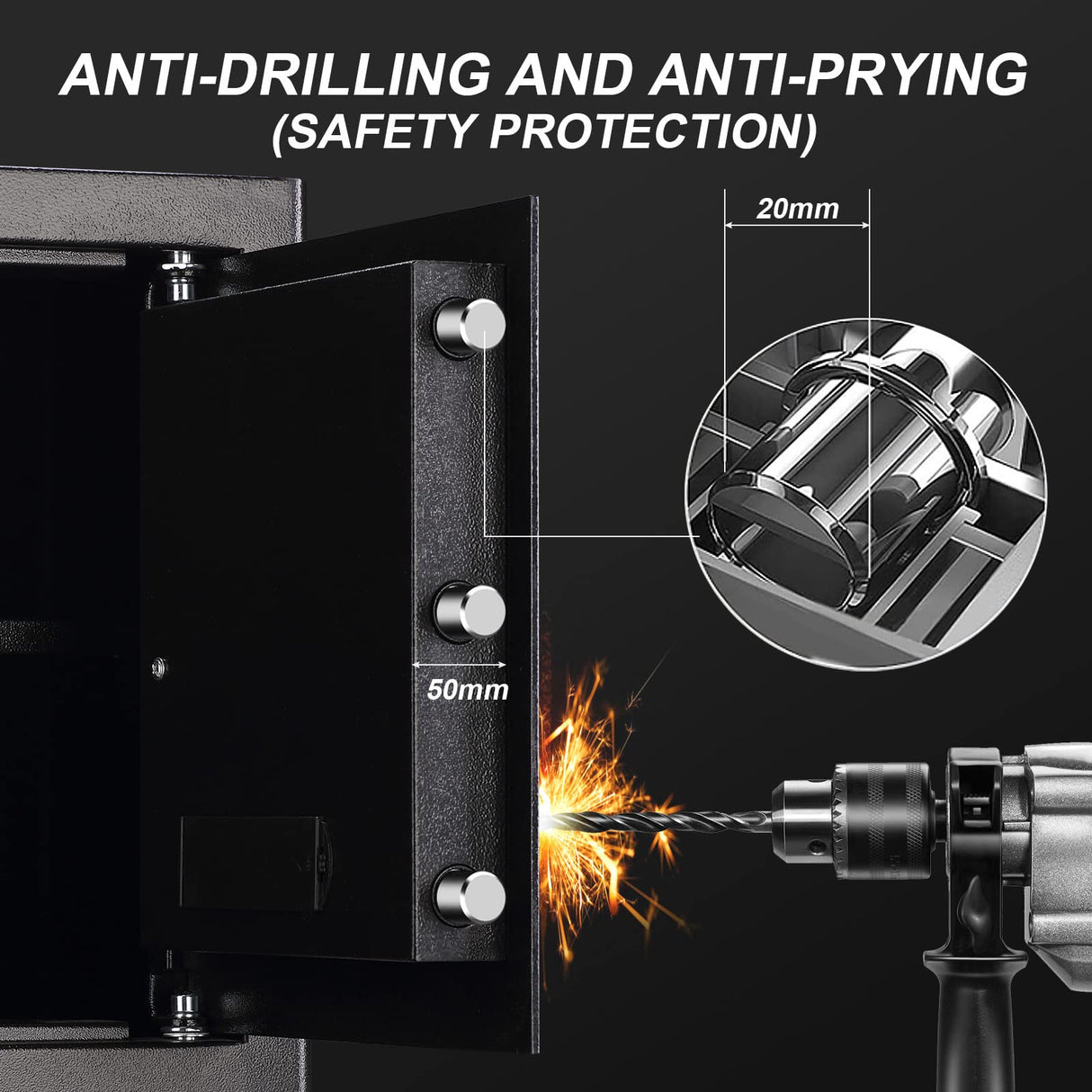 Tenamic Fireproof Waterproof Home Safe 2.0 Cuft - Keypad Large Lock Box Cabinet, Solid Alloy Steel for Office, Hotel - Black Tenamic