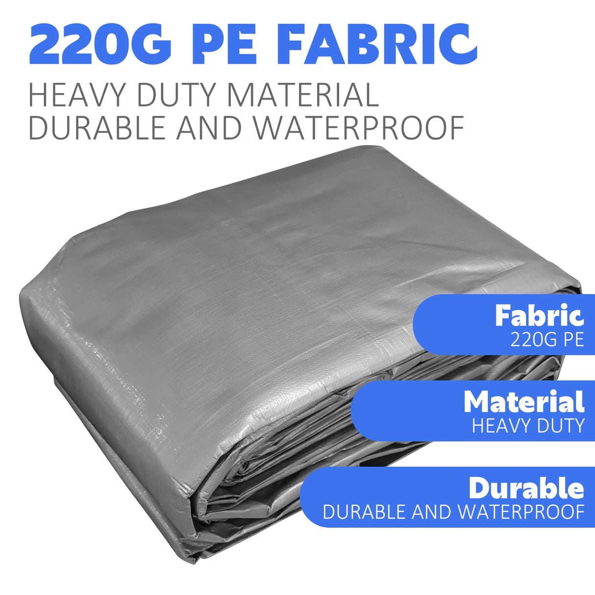 Canopy Tarp Replacement Cover for 12' x 20' Carport Frame, 200G Heavy Duty Replacement Top Cover for Car Garage, Waterproof & UV Protected Tarp with 50 Ball Bungees (Only Cover), Grey Fetuero