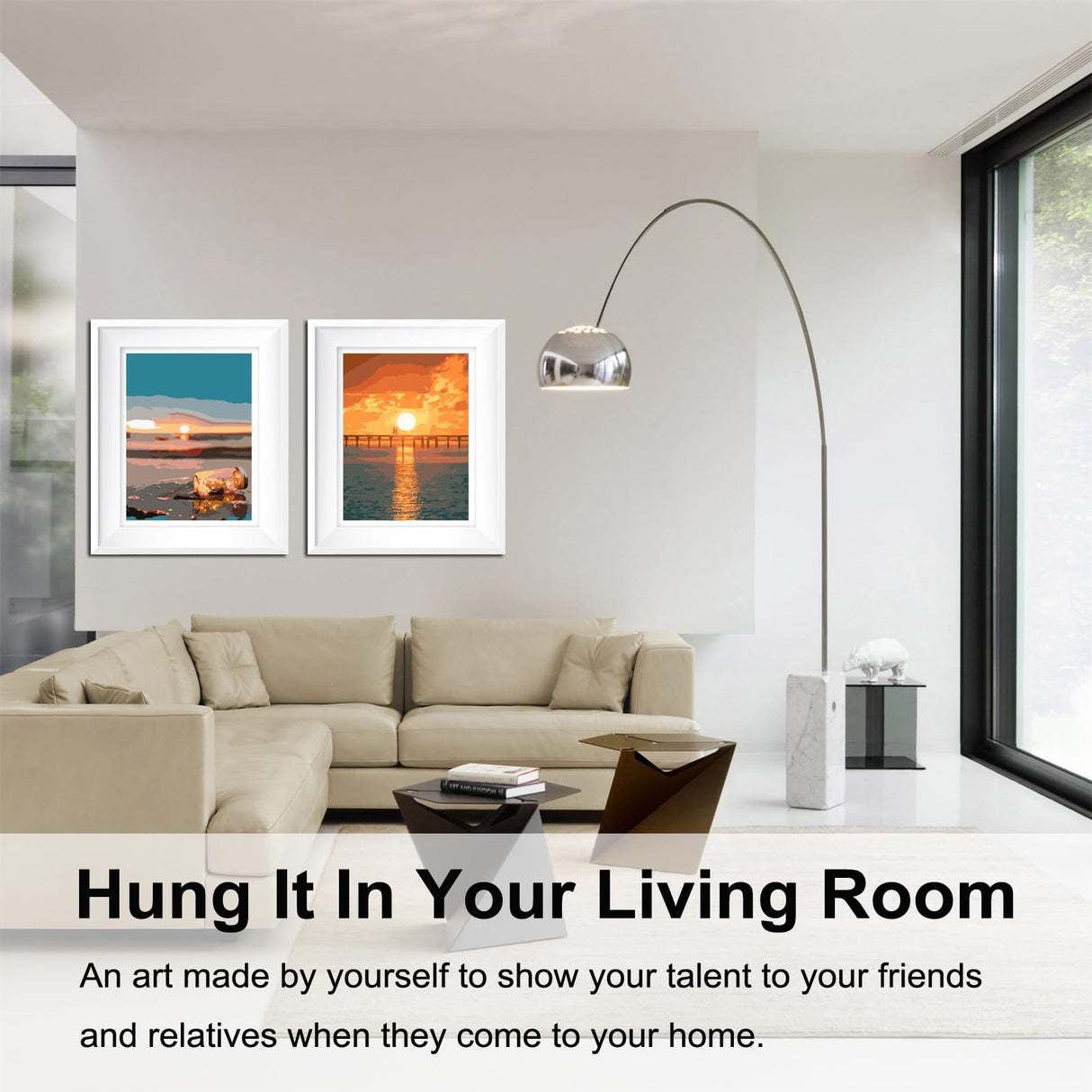 BAISITE Paint by Numbers Kit for Adults Beginners,12" Wx16 L 2 Pack Canvas for Painting Kits for Adults in Colorful Box-PBN201-202 BAISITE