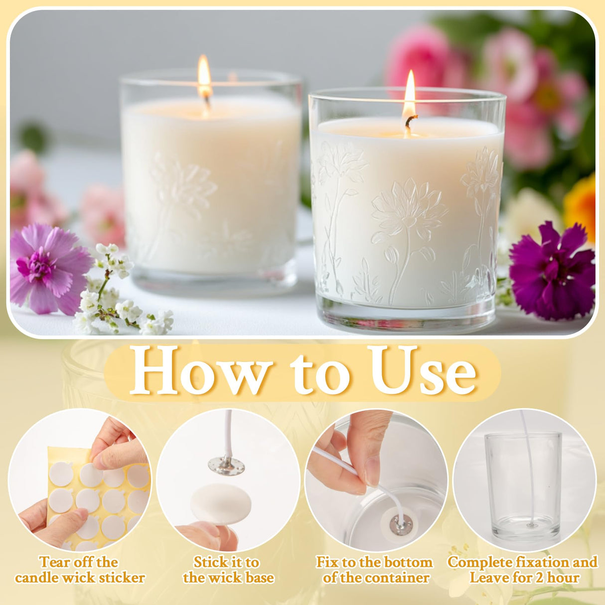 RAINFLOW 720 Pcs Wick Stickers for Candle Making - Double Sided Candle Wick Stickers Candles Making Kit with The Little Tail for DIY Homemade Fix Ornaments MAQIHAN