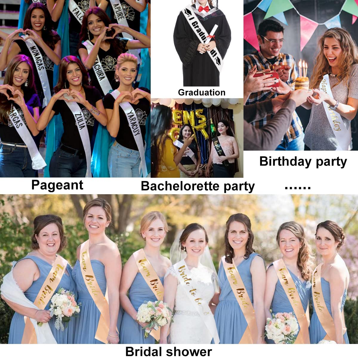 Docooniver 6pcs White Sashes Blank for Pageants,Senior Sashes 2024,Prom Queen Sashes Plain Satin Sashes Custom Personalized Sashes. Docooniver