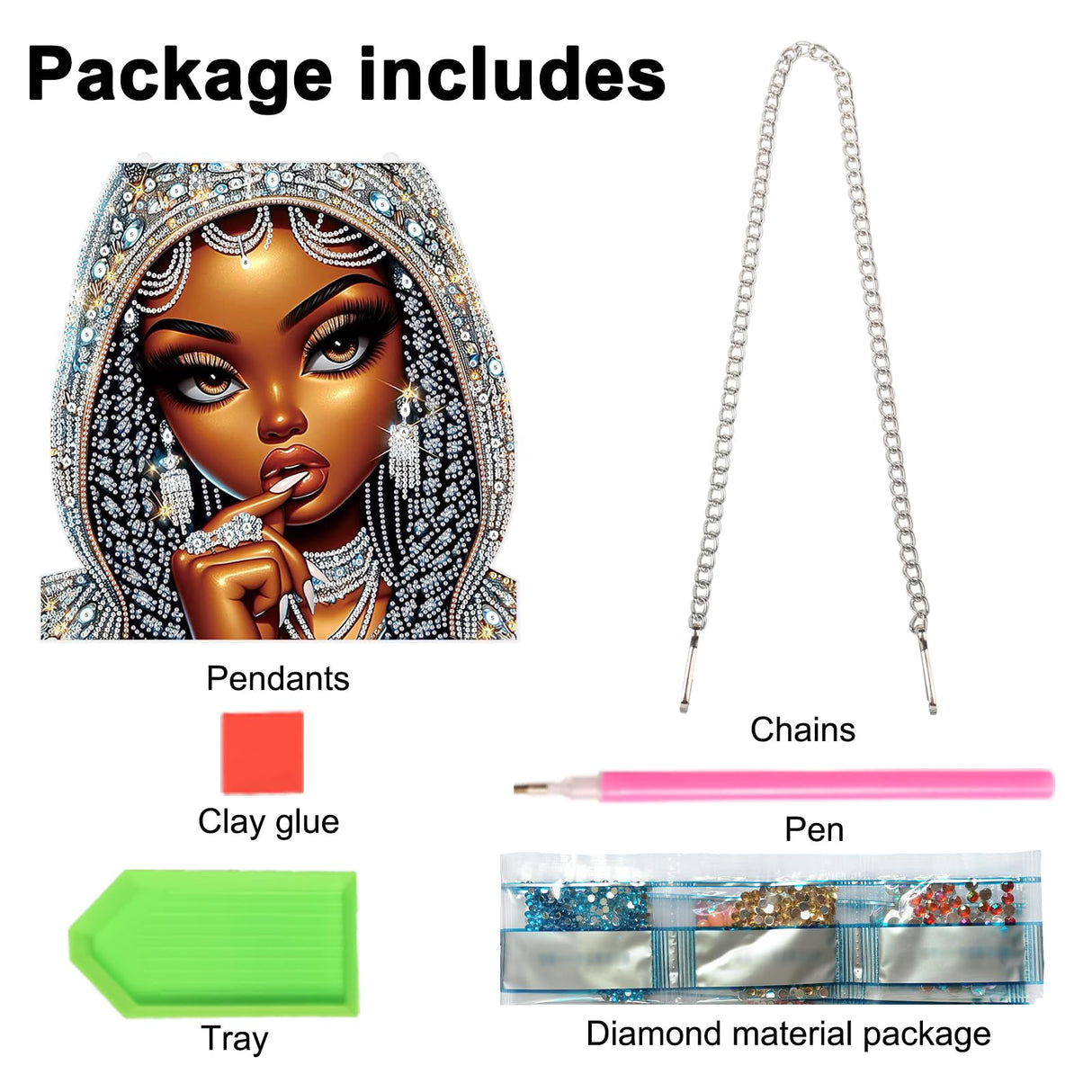 JISHSHAY Diamond Art Pendant African Woman Diamond Painting Hanging Woman Gem Art Hanging Pendant Gem Painting Sun Catchers Mosaic Kits for Adults Suncatchers Embroidery Kit Wind Chimes Windchimes JISHSHAY