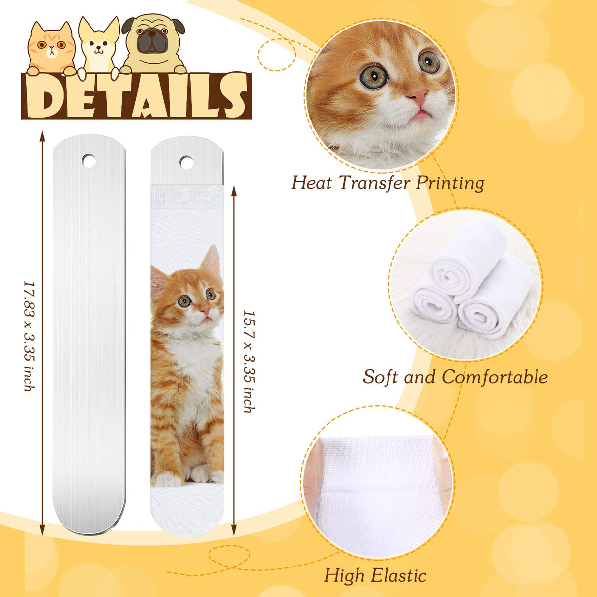 Coume 4 Pieces Sublimation Blank Socks Set, Including 2 Pieces Metal Straight Style Sock Jigs, 2 Pairs Sublimation Blank Socks for Heat Press Transfer Dye Sublimation Printing DIY Pattern Designs Coume