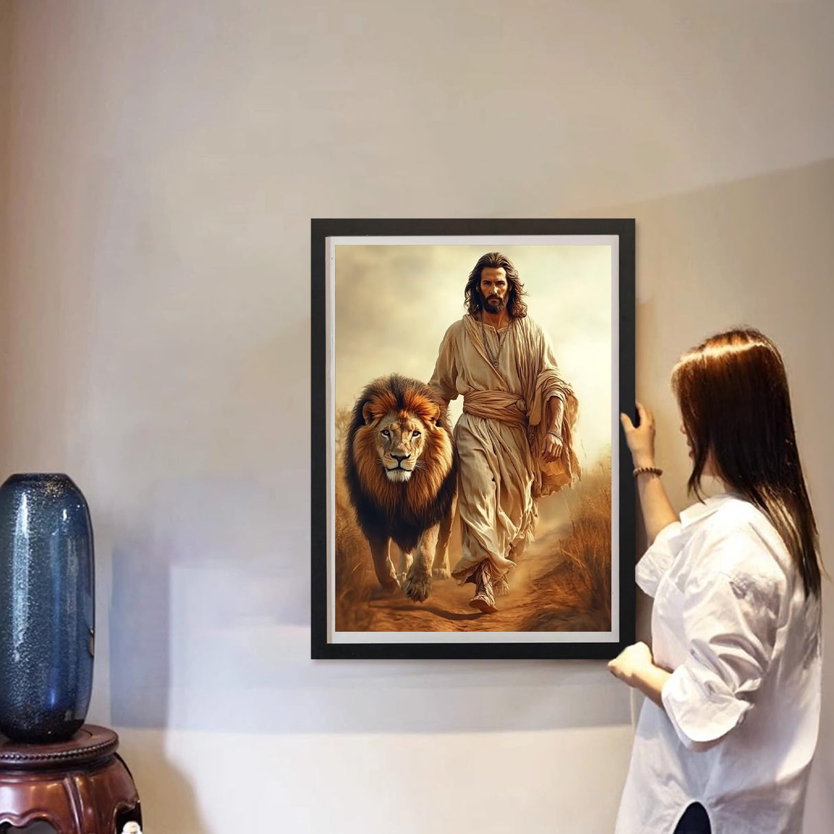 MAXBYE Jesus Diamond Art Kits for Adults, Lion Diamond Painting Full Drill Round Gem Art, 5D DIY Religion Christ Diamonds Painting Suitable Home Wall Decor Gift 12x16inch MAXBYE