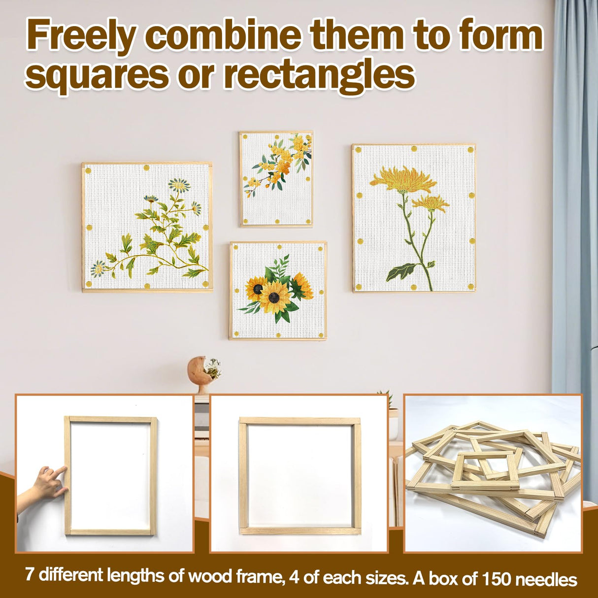 7 Lengths Wood Canvas Frames Kits, Total 28 Pcs Needlepoint Stretcher Bars for Needlework Embroidery Oil Painting Posters Art Supplies (6/8/10/12/14/16/20inch) Wibeelee