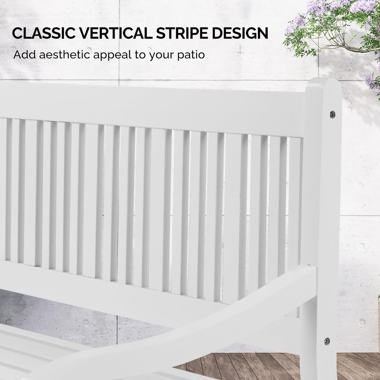 VINGLI 50" Outdoor Bench Patio Bench, Wood Front Porch Garden Bench for Yard Patio Park Outside, All Weather 800lb Capacity(White) VINGLI