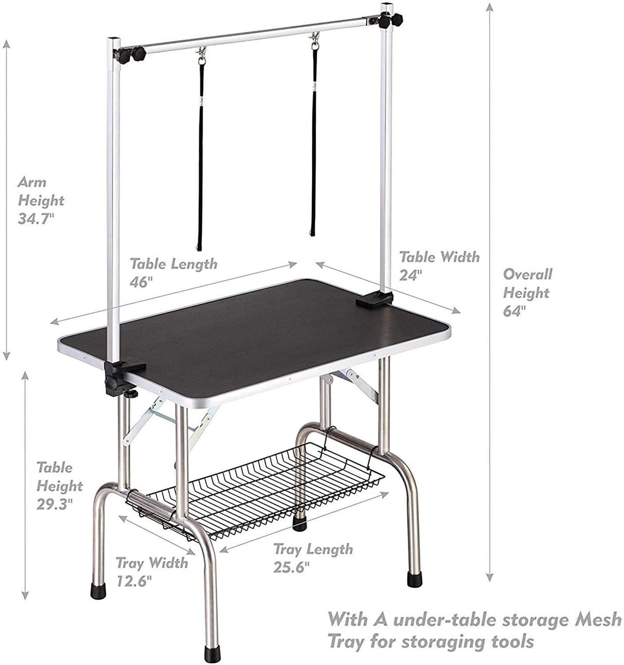 Pet Grooming Table for Large Dogs Adjustable Professional - Portable Trimming Drying Table w/Arm/Noose/Mesh Tray, Maximum Capacity Up to 330LB Haige Pet Your Pet Nanny