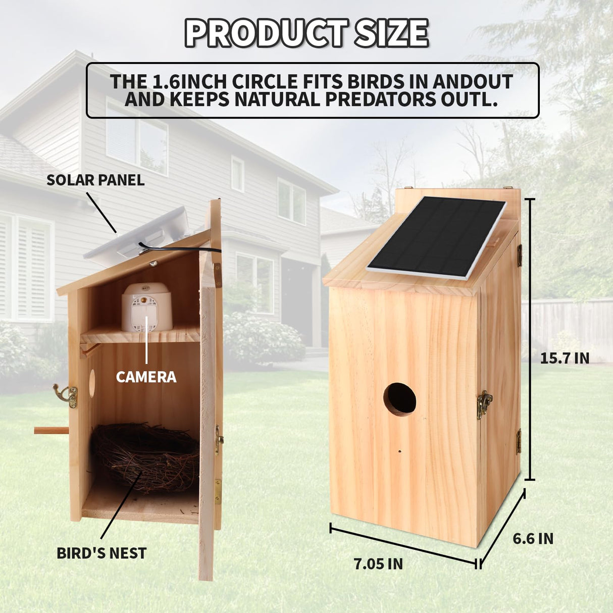 Q-DIRT PRO Smart Bird House Camera Solar Powered, 1080p HD Wireless Birdhouses for Outdoors, Auto Capture Bird Videos & Motion Detectio and App Notify, Bird House Box Present for Wild Birds Q-DIRT PRO