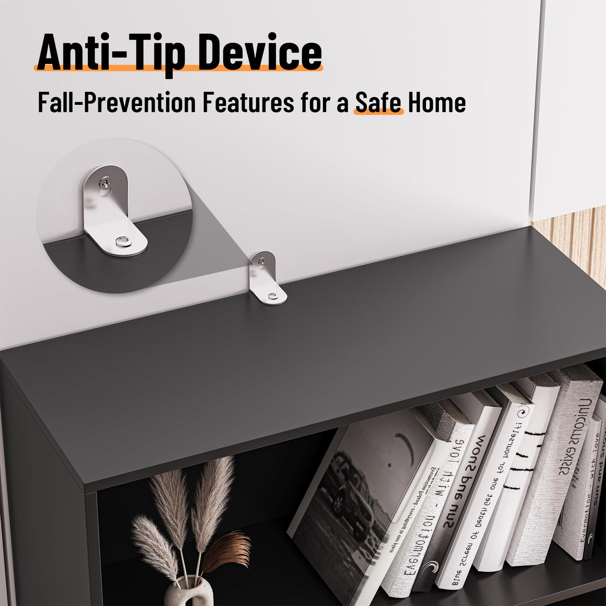 INNOD 72" Tall Book Shelve Bookcases with Doors, Floor Standing 6 Shelf Display Storage Shelves, Book Shelf with Storage Cabinet, Home Decor Furniture for Living Room Bedroom and Home Office INNOD