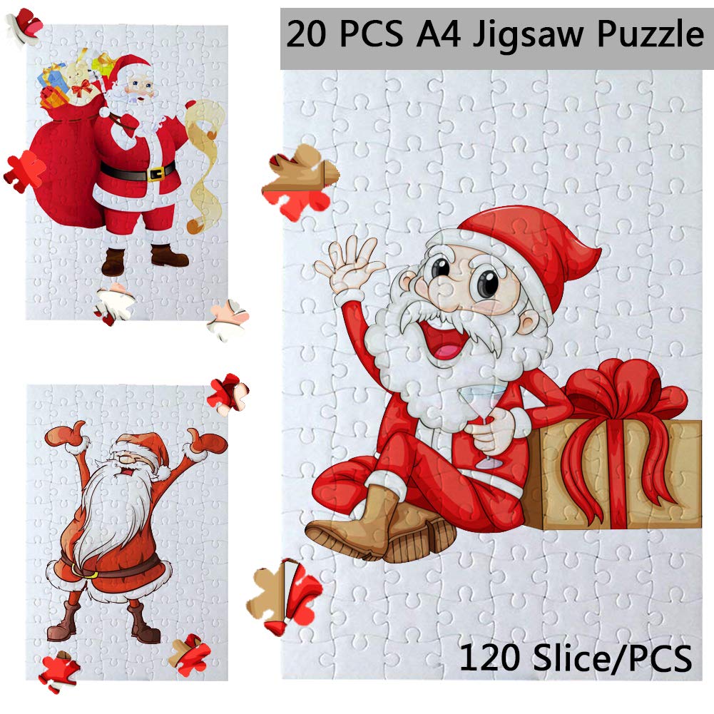 20 Sets Blank Sublimation A4 Jigsaw Puzzle with 120 Pieces DIY Heat Press Transfer Crafts A4 Thermal Transfer Puzzle Wholesale DIY Thermal Transfer Pearl Puzzle Blank Puzzle Thermal Transfer Supplies MS WGO