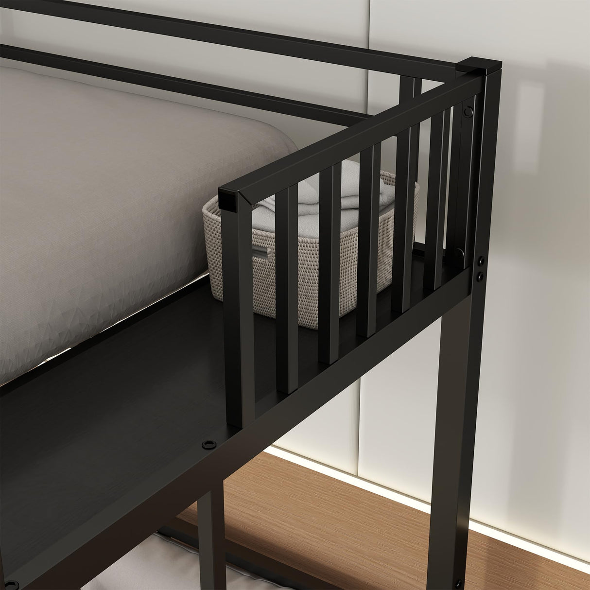 Bellemave Triple Bunk Bed for Kids, Detachable Twin Over Twin Over Twin Metal Bunk Bed with Guardrails, Ladder & Storage, Converts to 3 Separate Twin Beds, Easy to Assemble (3 Bunk Beds for Kids) Bellemave