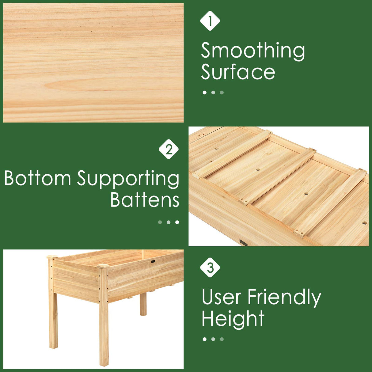 Giantex Raised Garden Bed Kit Elevated Planter Box for Vegetables Fruits Herb Grow, Heavy Duty Natural Cedar Wood Frame Gardening Planting Bed for Deck Patio Yard, 49.5"X23.5"X30.0" Giantex