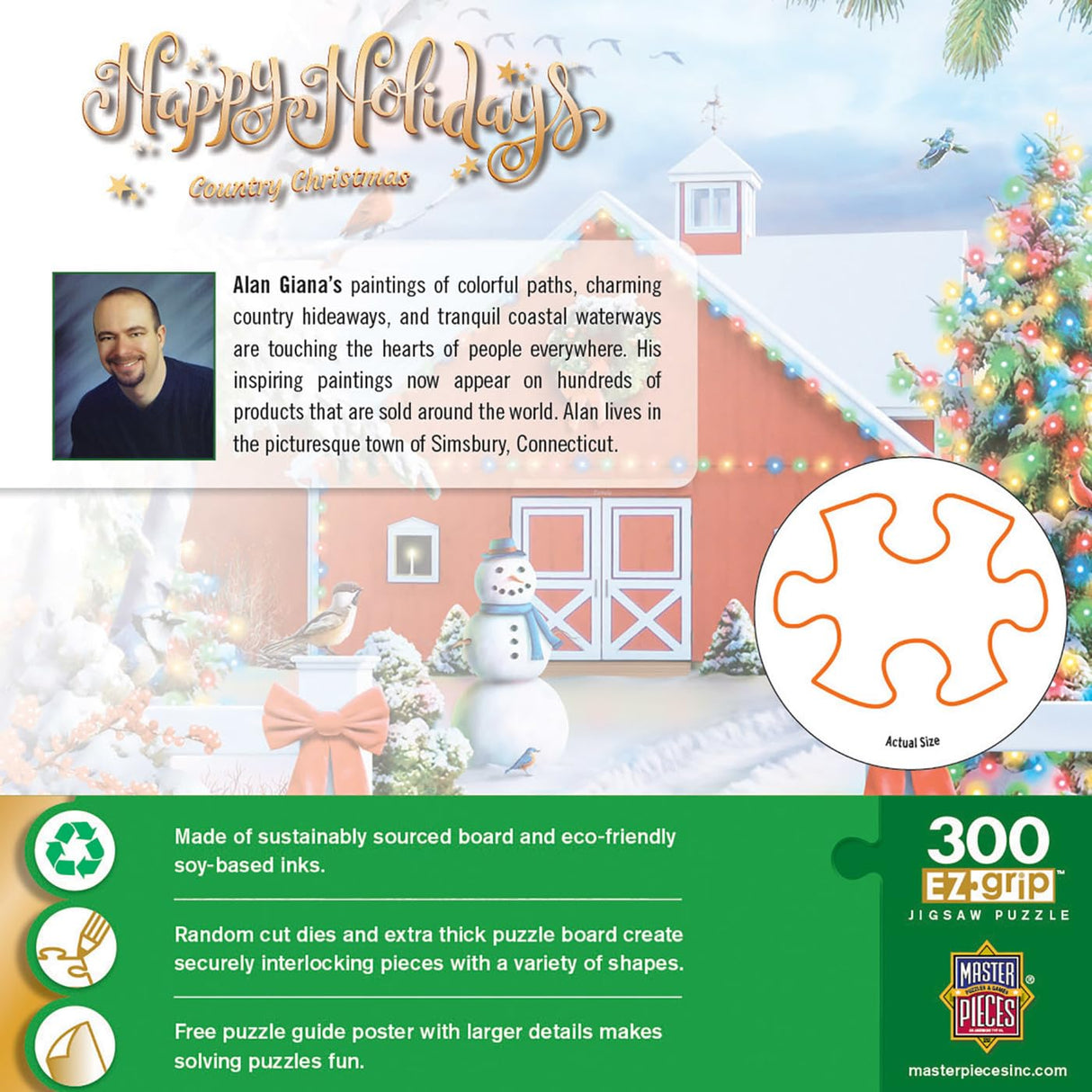 MasterPieces 300 Piece EZ Grip Jigsaw Puzzle - Country Christmas - 18"x24" Masterpieces