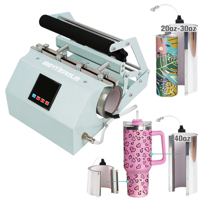 BetterSub 3in1 40 OZ Tumbler Mug Heat Press Machine 30 OZ 20 OZ 16 OZ Sublimation Straight Skinny Tumbler Mug,11 OZ 15 OZ 16 OZ Sublimation Mug Heat Transfer Teal