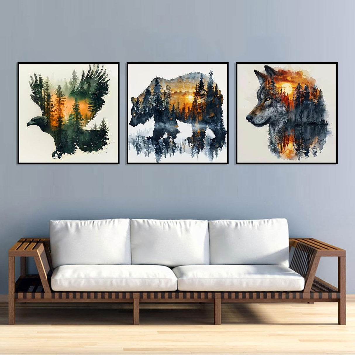 Meothan 3 Pack Diamond Painting Kits for Adults, Wild Animals Diamond Art Kits for Adults Beginners, 5D DIY Paint with Diamonds Gem Art Dots Set for Home Wall Decor 12 x 12 Inch (Bear Wolf and Eagle) Meothan