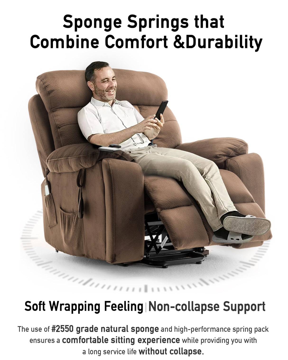 HBUI Lift Chair/Lazy boy Recliner Chair with Cupholder/Power Lift Recliner Chair for Elderly, Electric Recliner/Big and Tall Recliners for People Up to 6'2"/350lb Range HBUI
