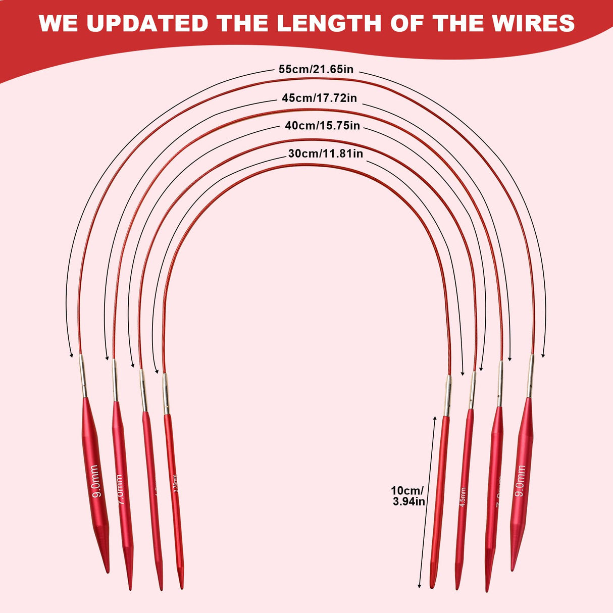 Looen 57 pcs Aluminum Circular Knitting Needles Set with Ergonomic Handles,13 Size Interchangeable Crochet Needles with Storage Case for Small Project (Style 1 New Red) LOOEN