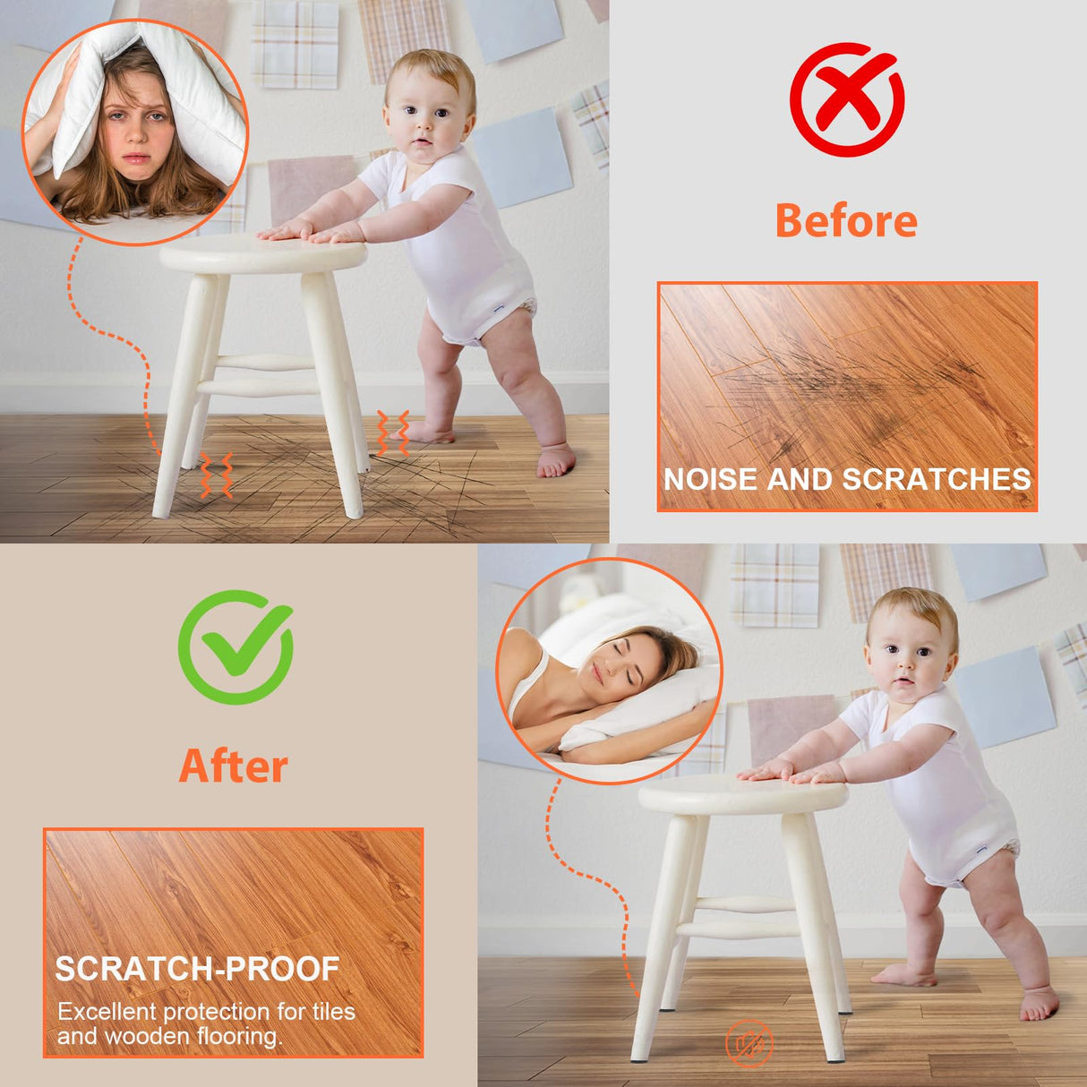 Felt Furniture Pads 300 Pieces, Furniture Pads for Hardwood Floors, Felt Pads for Chair Legs Furniture, Floor Protectors for Furniture Black FURNIMATE