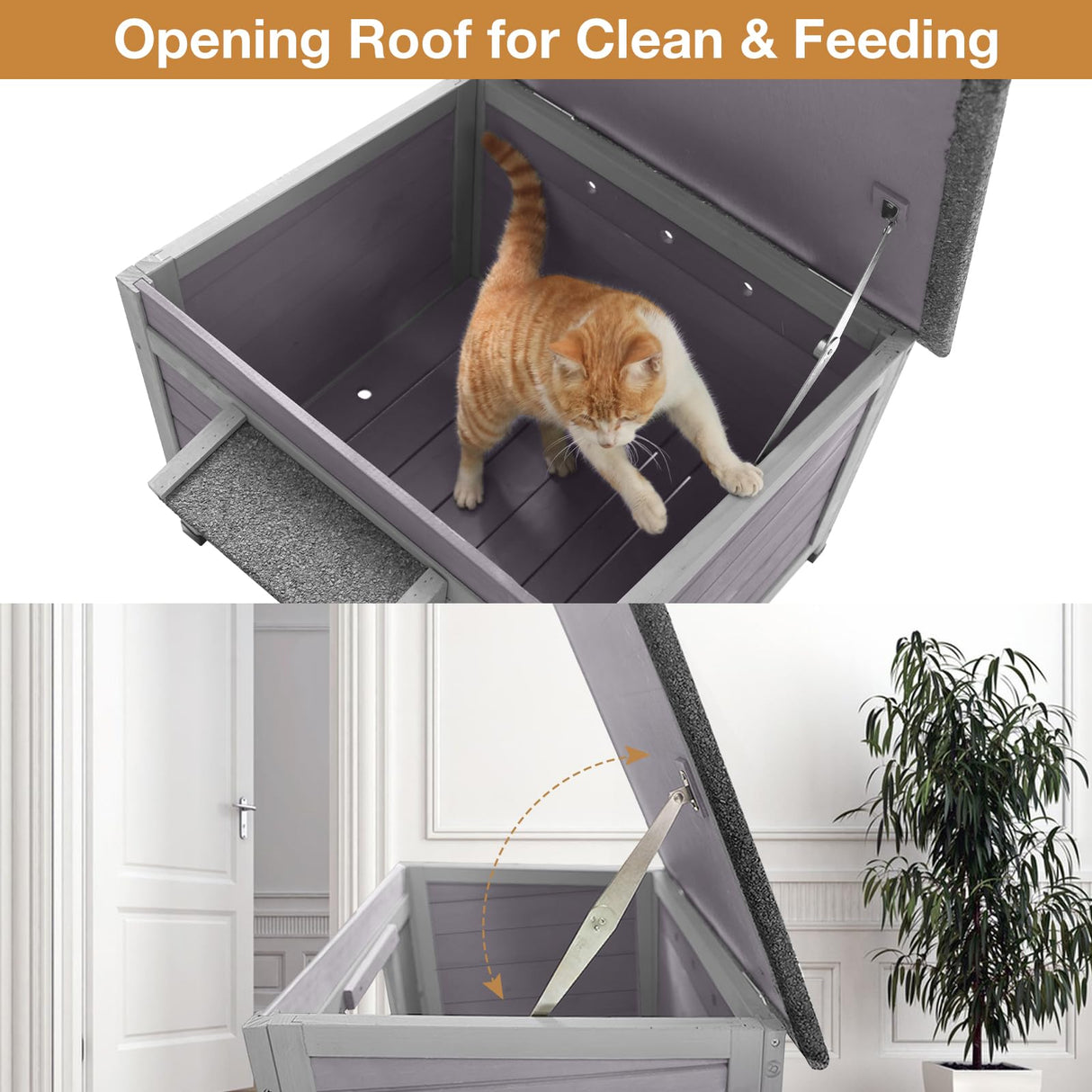 Outdoor Cat House Feral Cat Enclosure, Small Pet House Bunny Cage Outside, Rainproof Cat House GUTINNEEN