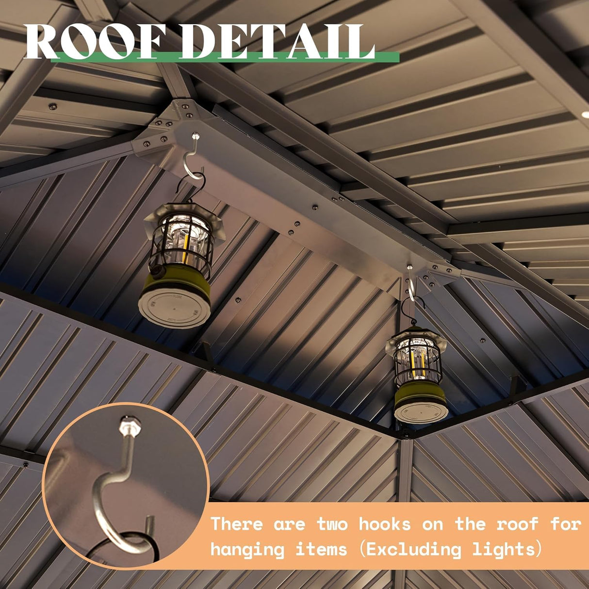 AMERLIFE 13x15 Spruce Wood Gazebo, Hardtop Gazebo with Double Iron Roof & Storage bar, Outdoor Paviloin with Wood Frame for Patio, Parties, Garage, Lawns AMERLIFE