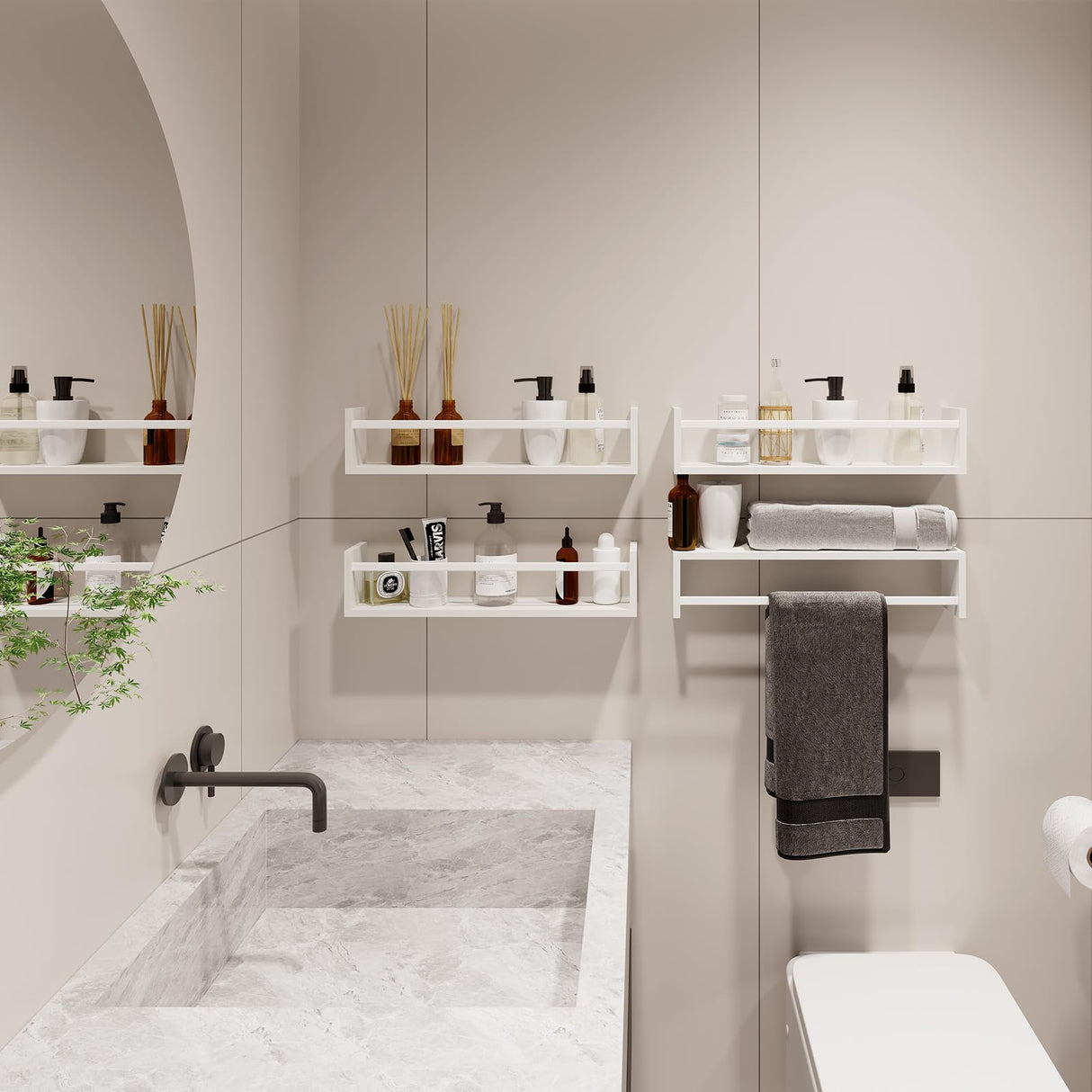 Fixwal Nursery Book Shelves, 16.5 Inch Floating Bookshelves for Nursery & Playroom Decor, Set of 4, Solid Wood Wall Mounted Shelves for Books and Toys Storage (White) Fixwal