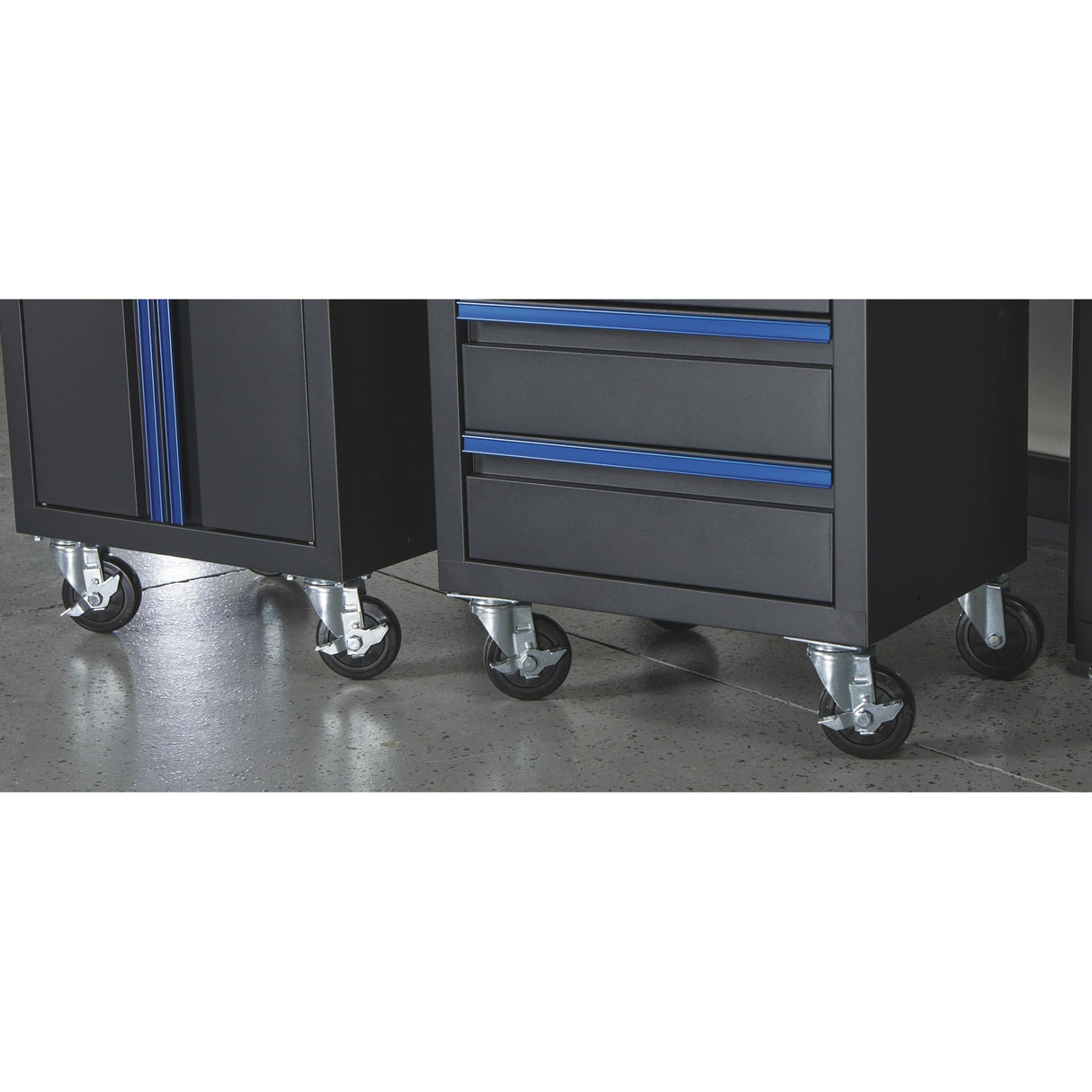 Strongway Steel Garage Storage System with Drawers, Pegboard, Shelves, Tabletop, 2 Rolling Cabinets, 81.5in. x 75.7in. Strongway