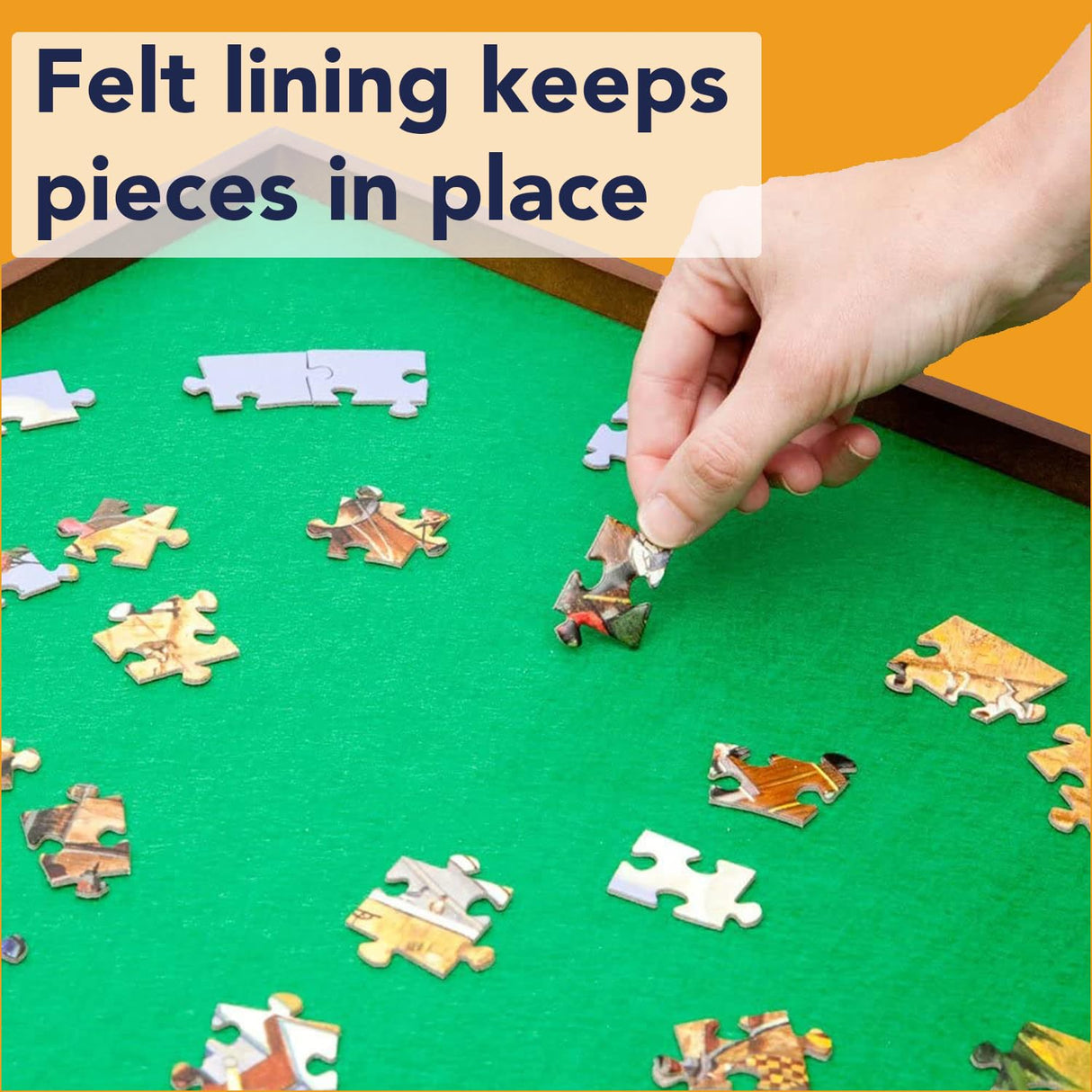 Bits and Pieces Portable Puzzle Board - Compact Folding Puzzle Table with Large Puzzling Area for 1500 Piece Jigsaw Puzzles, Attractive Wood, Space Saving Design, 26 in. x 34 in. x 28 in. High Bits and Pieces