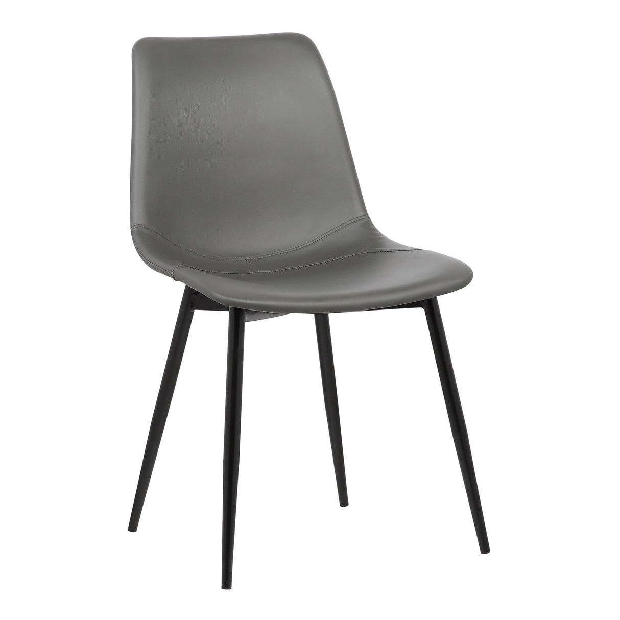 Armen Living Monte Mid Century Modern Dining Accent Chair for Table Kitchen Desk Vanity in Charcoal Gray Faux Leather with Black Metal Legs Armen Living