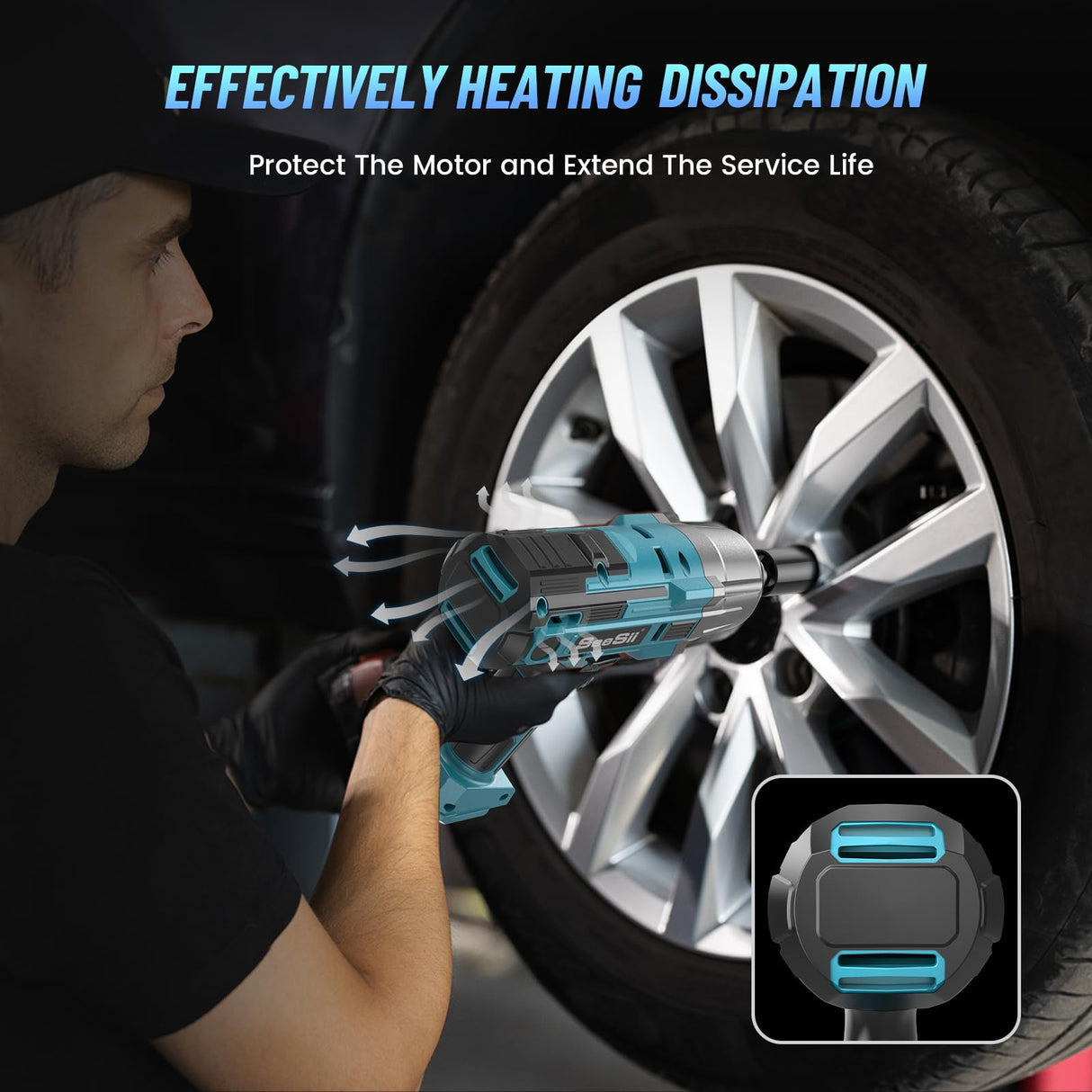 Seesii Electric Impact Wrench Corded, 368Ft-lbs(500N.m) Torque 1/2 inch Impact Gun with 8Amp Cord, 4 Sockets for Car Tire and Home DIY, AC500 Seesii