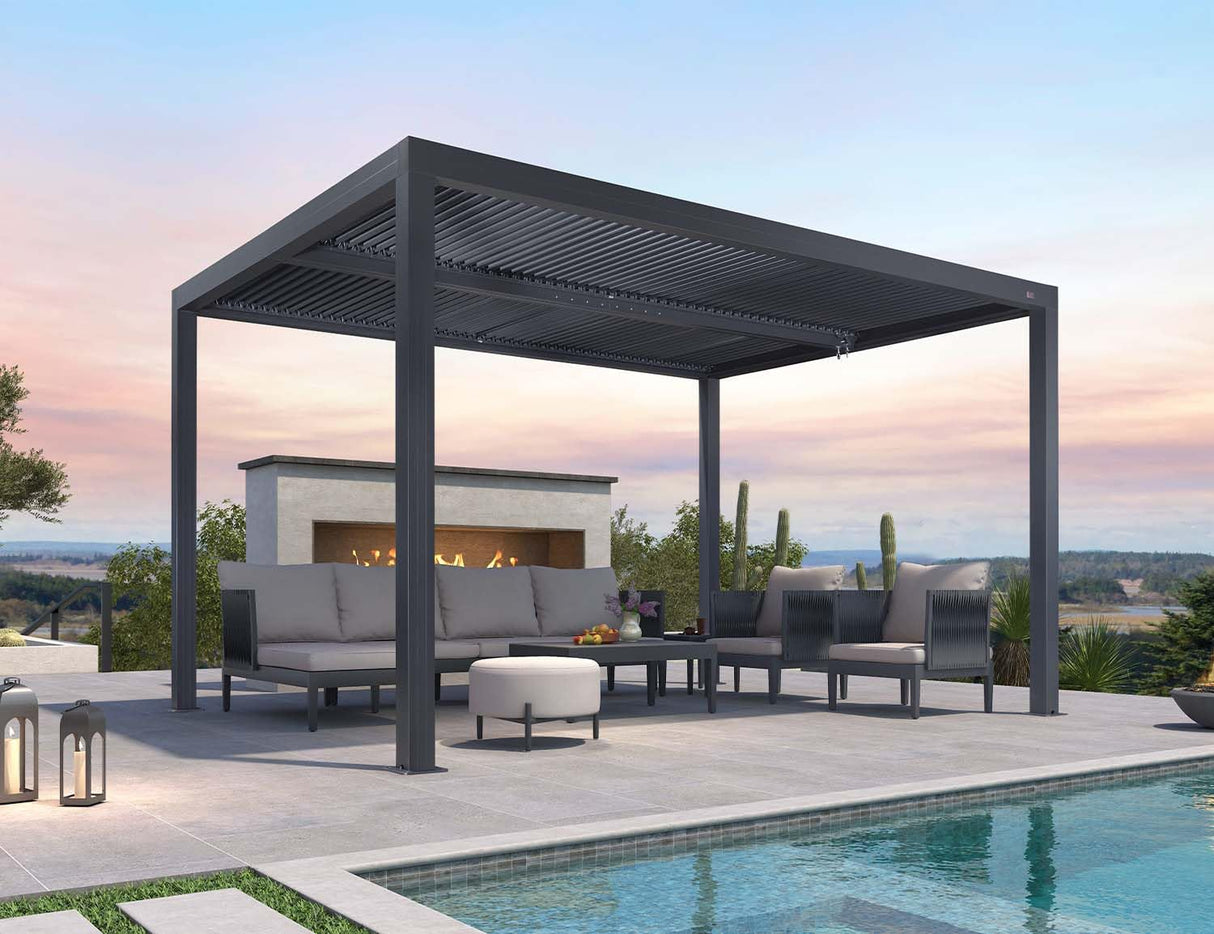 PURPLE LEAF Louvered Pergola 11' x 13' Outdoor Aluminum Pergola with Adjustable Roof for Deck Backyard Garden Grey Hardtop Gazebo PURPLE LEAF