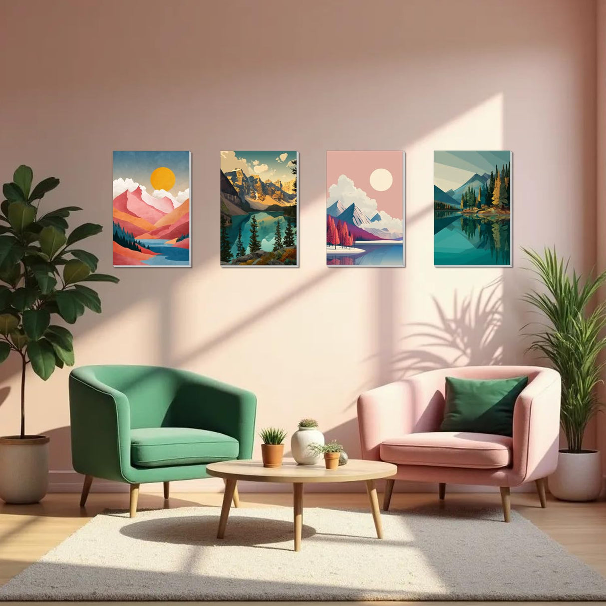 4 Pack Framed Paint by Numbers Kit for Adults Beginner Canvas Painting by Numbers for Adults Landscape Easy Adult Paint by Number Kits with Frame Mountain Watercolor Painting by Number 8x12 Inch obterie