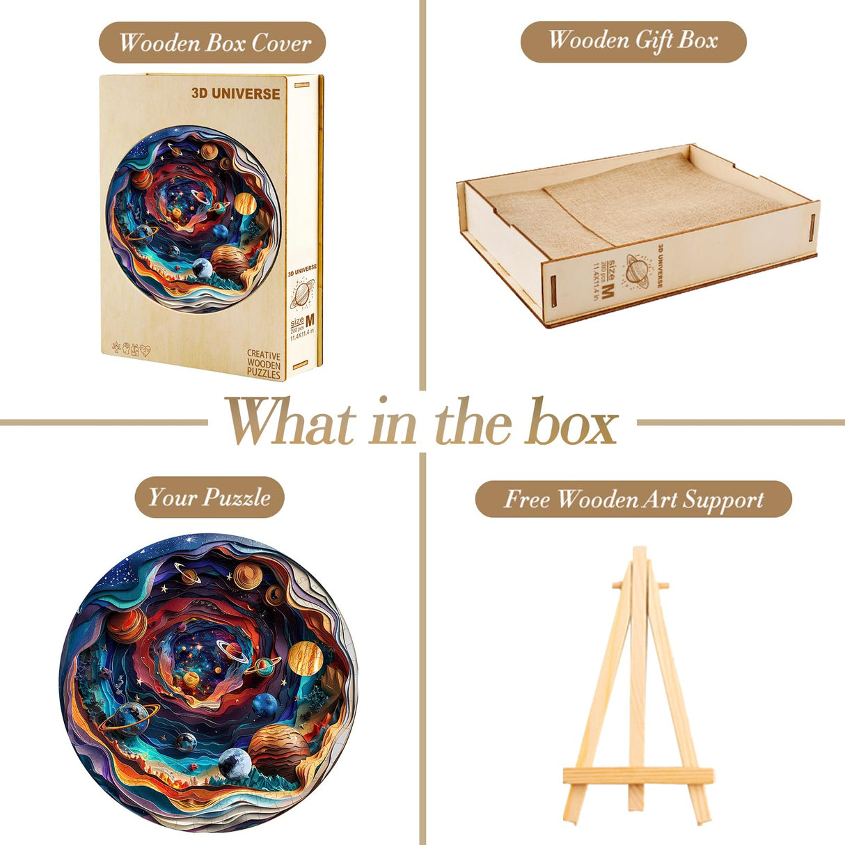 Wooden Puzzle for Adults-Wooden Puzzle Unique Shape Advanced 3D Universe Wooden Jigsaw Puzzle for Adults and Kids,Best Gift,Wood Puzzles,Challenge Wooden Jigsaw Puzzle (L-13.4 * 13.4in-300pcs) Welsky