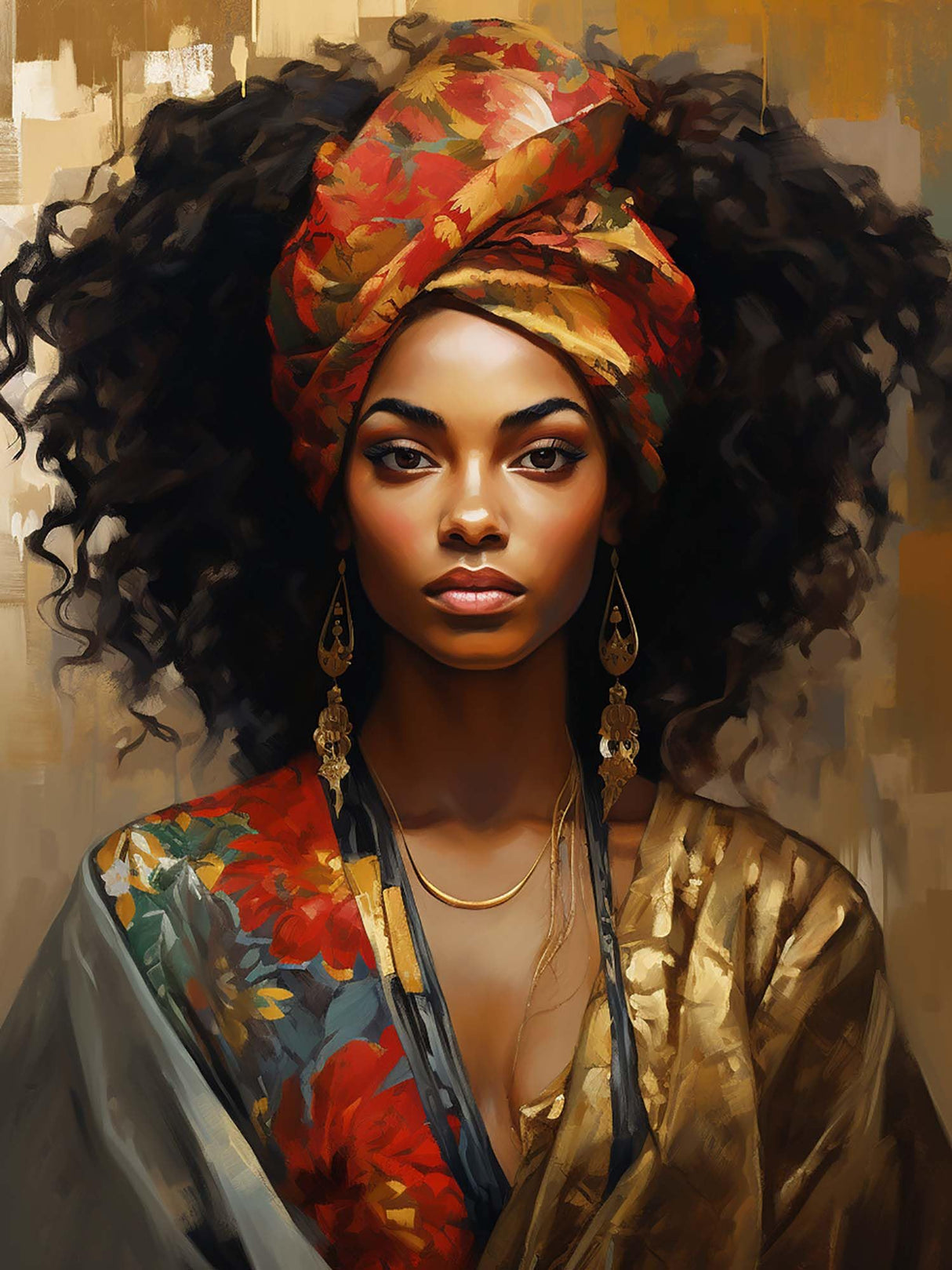 SKRYUIE 5D African Woman Diamond Painting Kits - DIY Diamond Art Kits for Adults African American, Full Round Drill - Crystal Cross Stitch - Adults Craft for Wall & Office Decor - 12x16 inch SKRYUIE