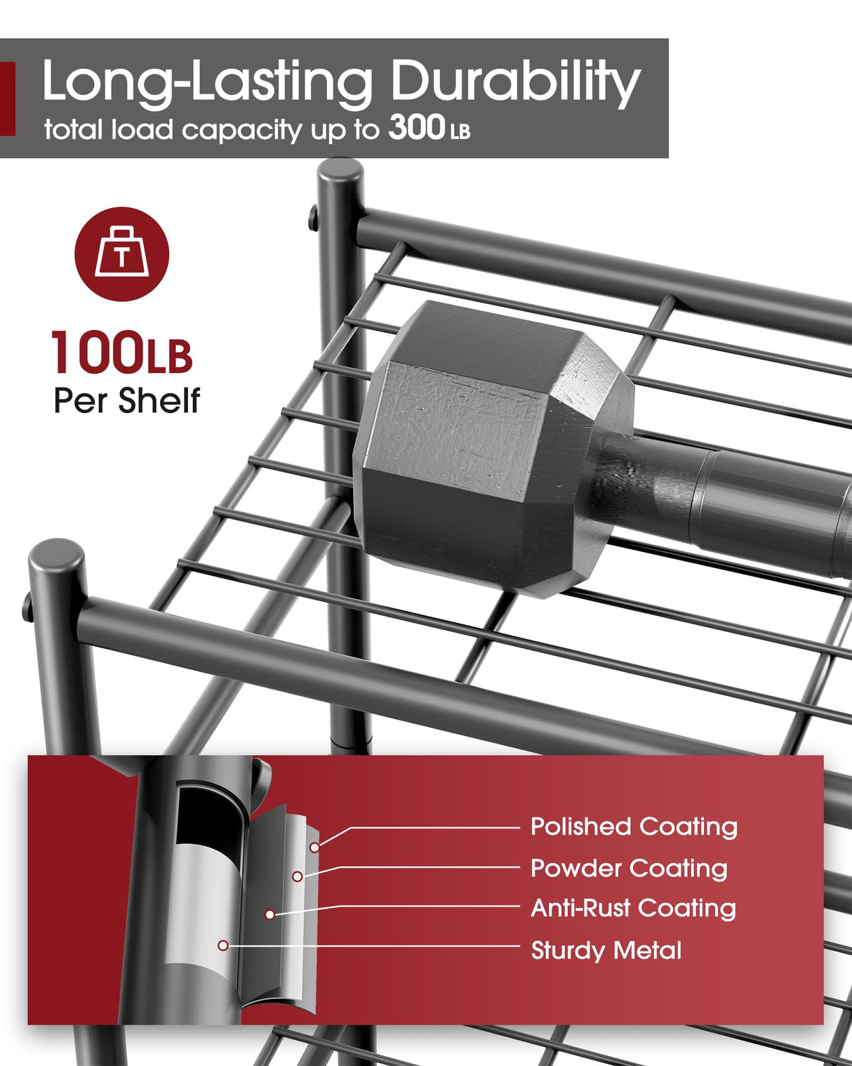 Sakugi Storage Shelves - 3 Tier Shelf Organizer, Sturdy Metal Garage Shelving with Adjustable Leveling Feet, Space-Saving Shelves Organizer for Pantry, Laundry, Kitchen (18" x 12" x 30", Black) Sakugi