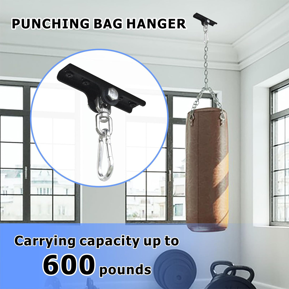 KSWLOR Heavy Bag Hanger - Heavy Duty Punching Bag Mount Hanger Bracket,360° Rotation Wall Ceiling Mount Wood Beam Hook for Boxing Muay Thai Training,Aerial Yoga Swing & Hammock KSWLOR