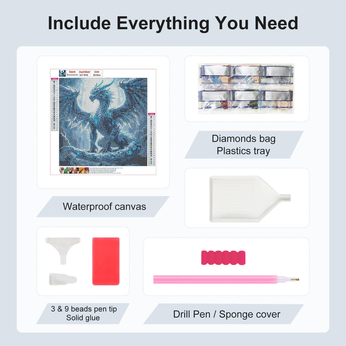 SJUTOUCI Ice Dragon Diamond Art Kits for Adults, Diamond Painting Kits for Beginners, 5D Round Diamond Dots Gem Craft Art Home Wall Decor 12x12 inch SJUTOUCI