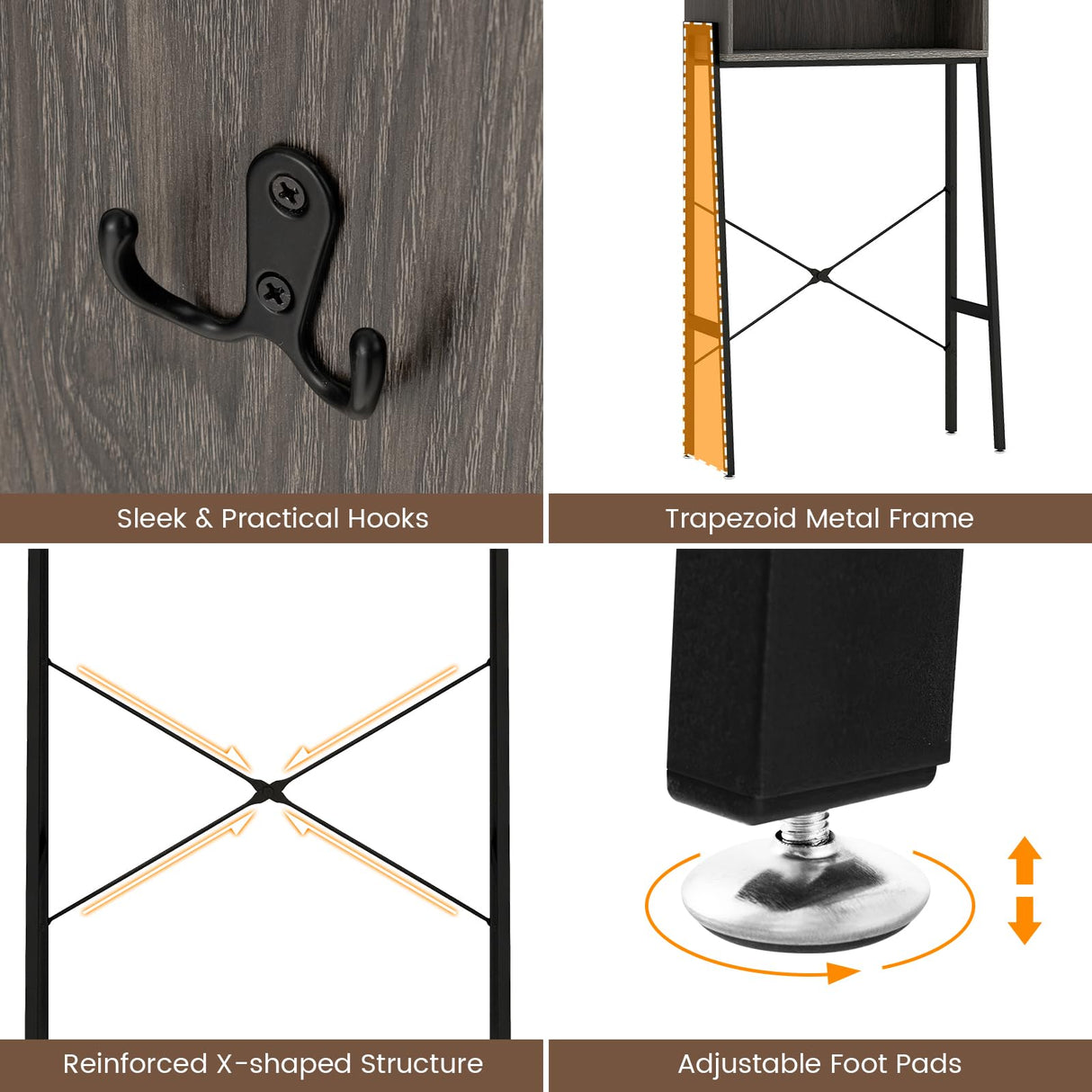 Tangkula Over The Toilet Storage Cabinet, Farmhouse Bathroom Cabinet Above Toilet with Double Doors, Adjustable Shelves, Metal Stand, Freestanding Bathroom Space Saver for Restroom, Laundry Tangkula