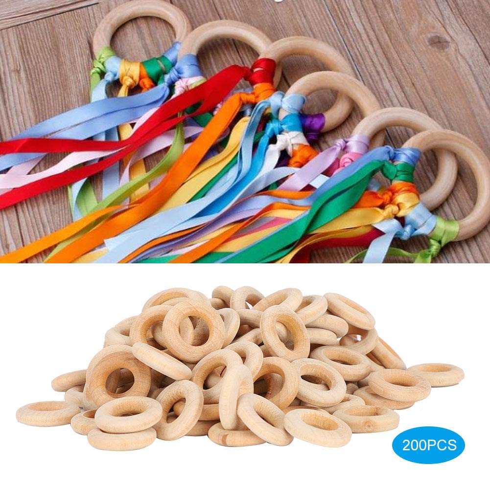 Wooden Rings, 200pcs 20mm Wooden Rings for Crafts, Unfinished Wood Rings Smooth Wood Circles for DIY Connectors, and Jewelry Making ZJchao