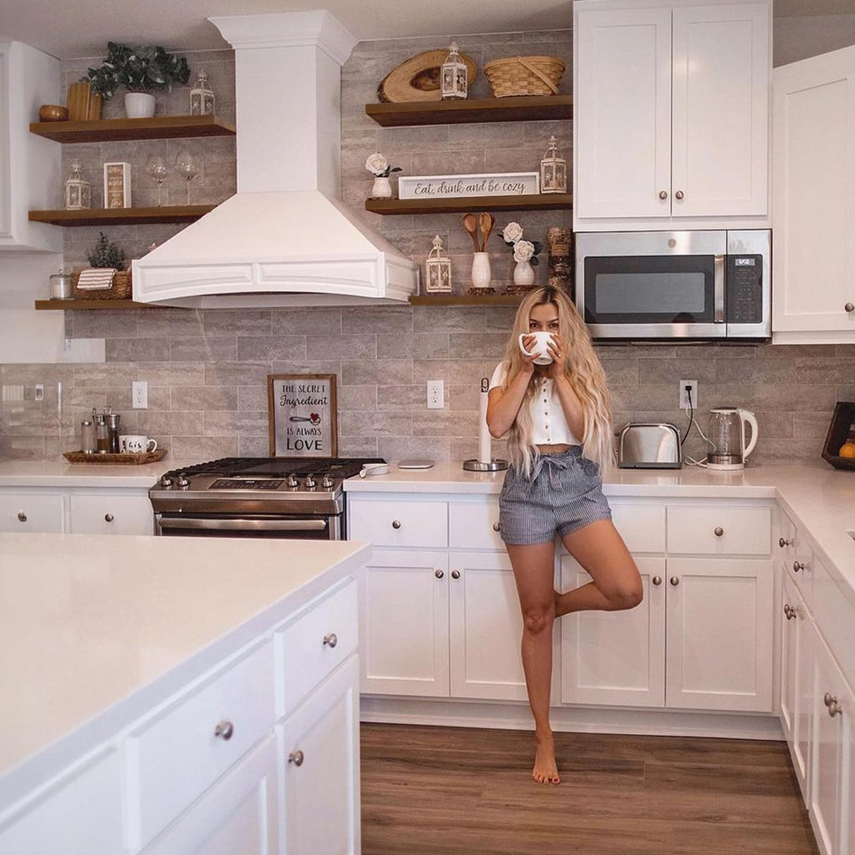 IAE Walnut Floating Wall Shelves 16 inch, Bathroom Shelves Wall Mounted,Invisible Shelf Floating Kitchen Shelves,Wooden Wall Shelving with Brackets for Living Room Wall Mounted,Easy Install,Set of 2 IAE