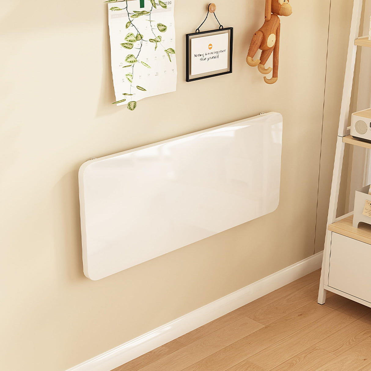 KTVVKTVV Wall Mounted Folding Table,Floating Desk for Wall,Folding Wall desks for Small Spaces,Hanging Desk for Home Office Computer Workstation,Study Work Bench, Kitchen Dining (White, 31.5"×19.6") KTVVKTVV