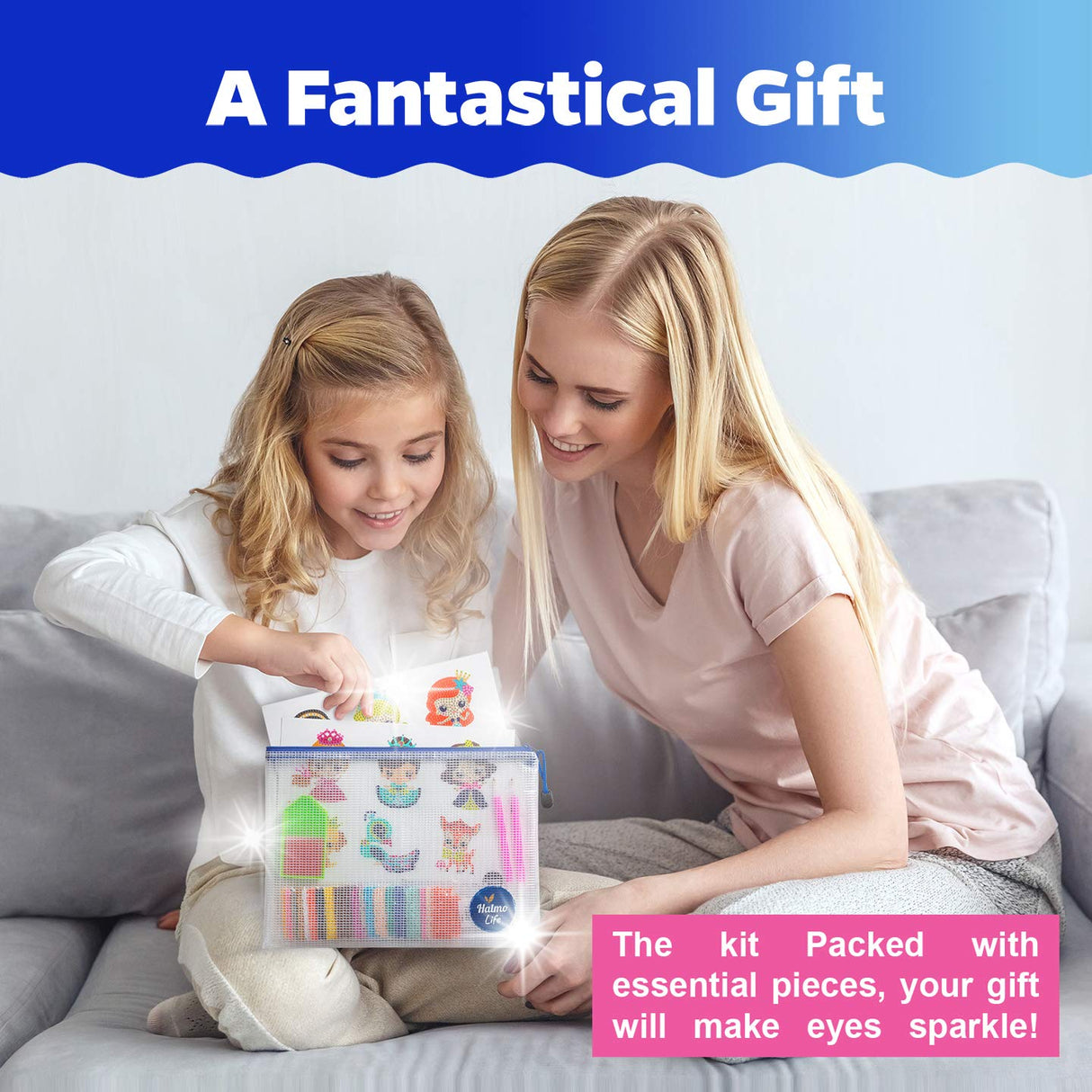 Halmolife Diamond Art Kits for Kids Boys and Girls Ages 6 7 8-12 Easy to DIY Creative Diamond Art Princesses Stickers Craft by Numbers Kits for Kids and Adult Beginners Halmolife